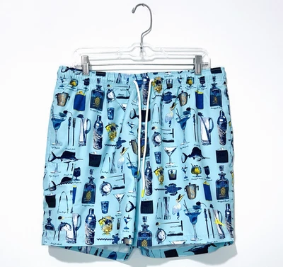 Tommy Bahama Mens Swim Trunks L Blue Yellow Lavender  Lined Elastic Waist Pocket - Image 1 of 4