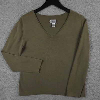 Suéter Chicos Mujer 0 EE. UU. Pequeño Verde Acanalado Cuello en V Mezcla de Seda Pullover DEFECTUOSO Foto 1 de 4