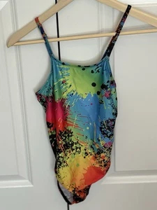 Splattered Paint Multicolor One Piece Swimsuit, Girl’s (Sz 5) Clothing/Swimwear - Picture 1 of 9