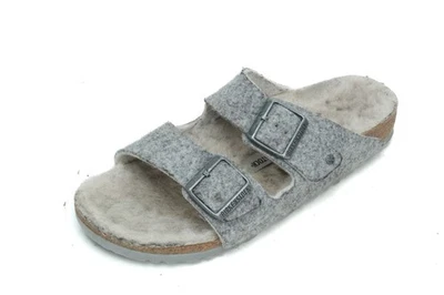 Birkenstock Arizona Sandalias Zapatos Happy Lamb Gris Fieltro Cordero Lana 39/8  Foto 1 de 4