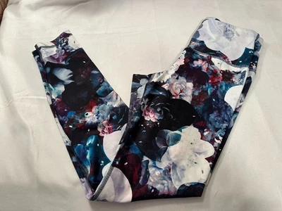 Leggings antiguos con patrón azul marino Go Dry entrenamiento atléticos multicolor azul púrpura floral Foto 1 de 4