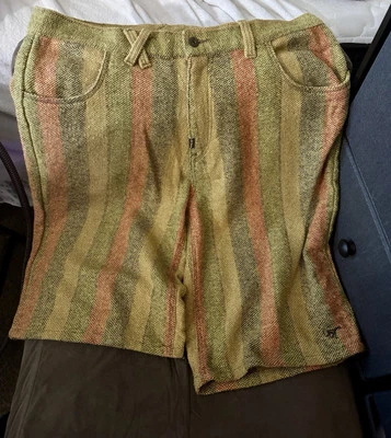 Shorts de malha LR Geans por LRG 38 lã listrada amarela pesada vintage skatista grunge - Imagem 1 de 4