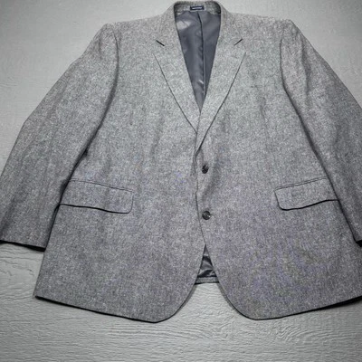 Blazer Stafford Para Hombres 52 Calce Clásico Mezcla de Lino Gris Dos Botones Pecho Único Foto 1 de 4
