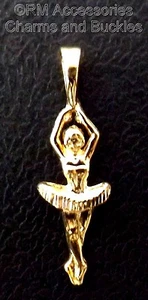 Ballerina Charm Ballet Dance Pendant Gold Plated Jewelry with Lifetime Guarantee - Picture 1 of 6