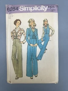 1970er Jahre kurze Jacke Weste breite Hose Einfachheit 6284 Muster Gr. 16 Büste 38 UNGESCHNITTEN - Bild 1 von 2