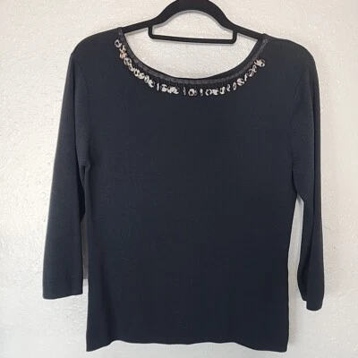 J.A.C. Tejido acanalado negro manga 3/4 | Suéter guepardo talla XL - elástico  Foto 1 de 4