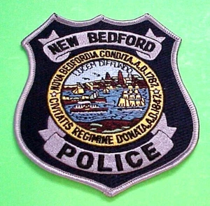 NEW BEDFORD MASSACHUSETTS 4 3/4" SILVER BORDER POLICE PATCH FREE SHIPPING!!! - Picture 1 of 1