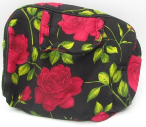 Vintage Revlon Vibrant Floral Reise Make Up Kosmetiktasche Schwarz Lebendige Rose - Bild 1 von 4
