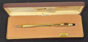 Vintage 1/20 10k Gold Filled Cross Blue Twist Ballpoint Pen Case Free S&H - Picture 1 of 8
