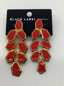 Chico's Black Label Deep Orange / Gold Earrings NWTS