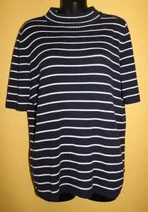 Nuevo con etiquetas Suéter Talbots 1x Azul Marino Blanco Rayas Cuello Simulado Manga Codo - Imagen 1 de 5