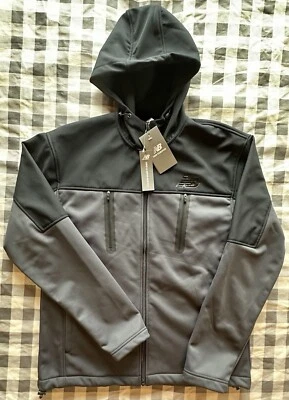 Новый с Ярлыками новый баланс полный молнии Softshell эластичной черный/серый с капюшоном куртки мужские Med - Изображение 1 из 4