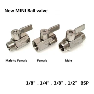 MINI Ball Valve Stainless Steel Female Male for Water Oil Acid 2 Way Ball Valve - Picture 1 of 1