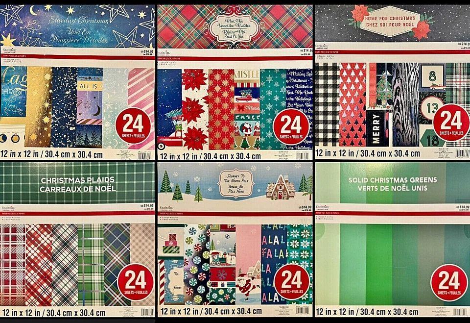Brand New Recollections Christmas 12" x 12" Paper Pad Book 24 Sheets 12 Designs - Image 1 of 1