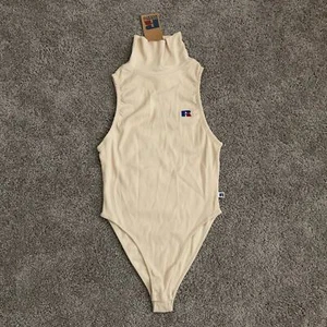 Russell Athletic Bodysuit Womens Size XS Plate Cement Ribbed - Picture 1 of 10