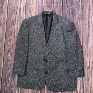 BACHRACH 100% Donegal Speckled Gray Silk Mens Sport Coat Blazer Jacket 44short - Picture 1 of 10