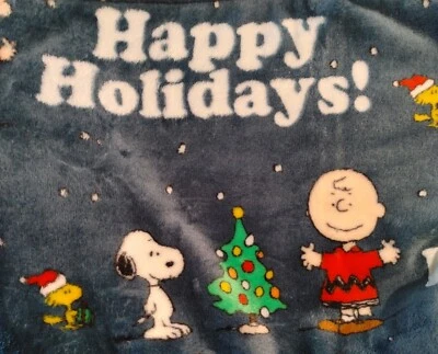 Peanuts Snoopy 50x70 Velvet Soft Throw Blanket Happy Holidays Charlie Christmas - Image 1 of 3