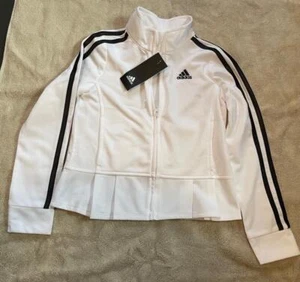 ADIDAS White Pleated Hem Girl's Track Jacket Sz. 6 NWT - Picture 1 of 2