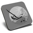 Square Single Coaster bw - Tropical Windsurfing Surfer  Surfing Wave  #40658