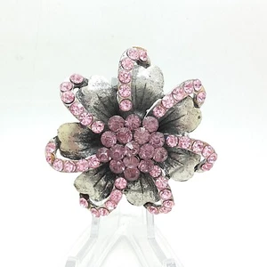 Großer Blumen Damen Kristallring Blütenblatt Mode Ring Größenverstellbar 800079 - Bild 1 von 5