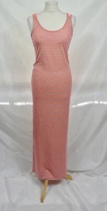 Y2K JANE NORMAN NEON PINK AND GREY STRIPE JERSEY T-SHIRT MAXI DRESS UK 10 - Picture 1 of 6