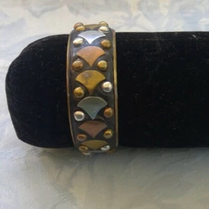 2 bangles ,1 cuff all brassy colours and patterns - Picture 1 of 12