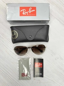 Ray-Ban Sunglasses RB3449 001/13 Arista Gold Aviators with Brown Gradient Lenses - Picture 1 of 15