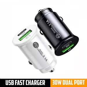 1X USB Fast Car Charger Type-C Usb-A Socket 12V Power Adapter For iPhone Samsung - Picture 1 of 12