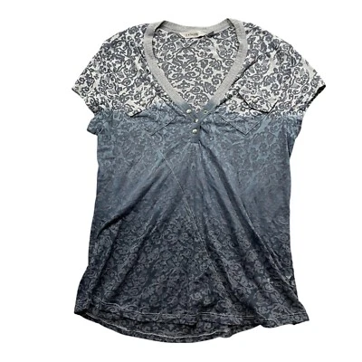 Athleta Medium Semi Sheer V Neck Top Floral Design Polyester Cotton - Image 1 of 4