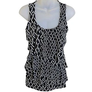 White House Black Market Damen Top XS ärmellos Rüschen geometrisches Tanktop Bluse - Bild 1 von 7
