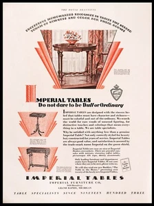 1929 IMPERIAL Tische 20er Jahre Nussbaum Mahagoni Holz Möbel Art Deco Vintage DRUCKANZEIGE - Bild 1 von 1