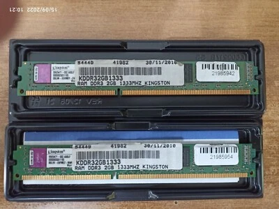 Ram  4 GB DDR3 1333 (PC3-10600) Memoria RAM Kingston 2gb x 2= 4gb - Immagine 1 di 2
