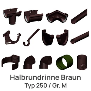 Dachrinne Regenrinne Typ250 Braun | Fallrohr + Zubehör DN60 | Kunststoff PVC - Bild 1 von 34