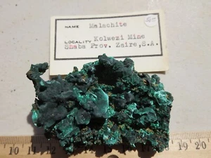 449 ACICULAR MALACHITE SPECIMEN, KOLWEZI MINE, ZAIRE, S.A.. EX OLD ROCK SHOP - Picture 1 of 4