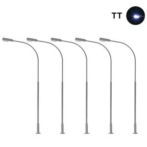 5pcs Model Trains HO TT Scale 1:120 Metal Lamp Street Lights Bright White LEDs - Picture 1 of 6