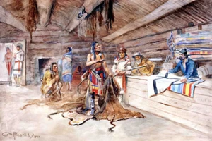 Correo comercial de Joe Kipps por Charles Russell impresión artística occidental de Giclee + envío gratuito - Imagen 1 de 4