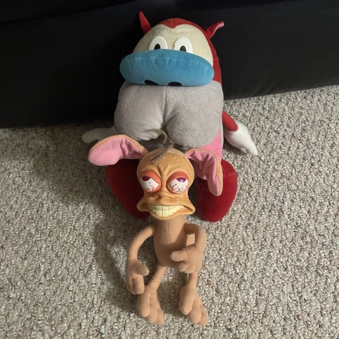 Vintage Ren and Stimpy 12” Plush Set 1992 Nickelodeon TV Show Dakin Rude Toot Cover