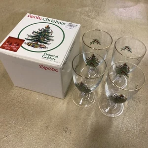 Spode Christmas Tree Wein Wasser Gläser Kelche Stielgläser Standfuß 7" 4er Set - Bild 1 von 4
