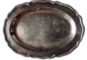 W & S BLACKINTON Oval Fine Silver Plate Serving Tray 1625 Kings Court 16 1/4" - Picture 1 of 9