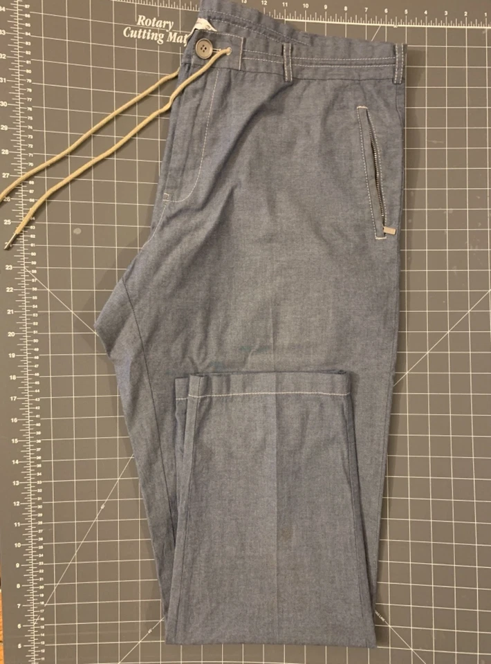 adidas Yohji Yamamoto Y-3 Chambray Athleisure Golf Zippered Trousers - Size XL - Image 1 of 4