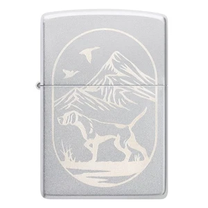 Original Zippo Hunting Dog Satin Chrome Lighter – Windproof, Made in USA - Picture 1 of 6