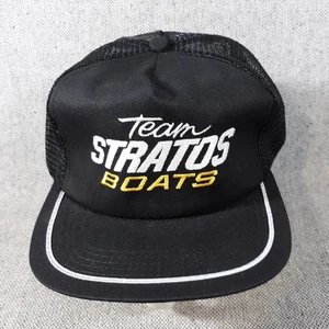 Team Stratos Boats Hat Black K-Products Made In USA Snapback Mesh Truckers Cap - Picture 1 of 15
