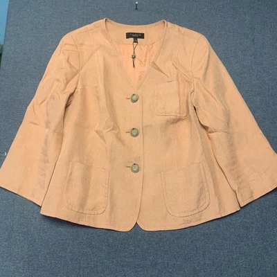 Talbots Women's Blazer Size 14 Peach 3 Button Career Work Jacket Polyester - Изображение 1 из 4