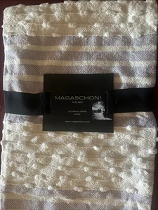 Magaschoni Throw Blanket 50" x 60" Tassel Lavender Coconut Milk Textured New - Picture 1 of 4