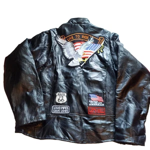 Chaqueta de cuero para motocicleta Rebel Ryder para hombre talla 3XL negra "Live To Ride" negra - Imagen 1 de 9