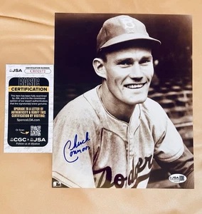 Foto autografiada de Chuck Connors 8x10 certificada por la JSA Brooklyn Dodgers béisbol - Imagen 1 de 2