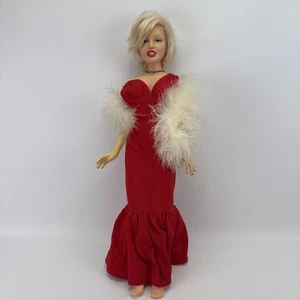 Marilyn Monroe Vintage 1983 18" Doll by World Doll Co. Red gown and White Boa - Picture 1 of 8