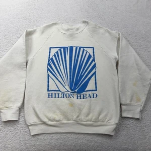 Sudadera De Colección Fruit of the Loom Para Hombres Mediana Cabeza Hilton Gráfica Blanca Hecha en EE. UU. - Imagen 1 de 9