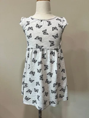 Talla 4-6 Niñas Gris Negro Mariposa Camiseta Algodón Vestido Ligero Foto 1 de 4