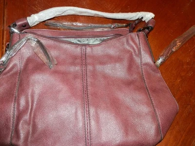 Bolso de mano bandolera de cuero real para mujer Borgoña 13 x 8 x 5" nuevo con etiquetas Foto 1 de 4
